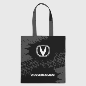 Шоппер 3D с принтом Changan speed шины на темном: символ, надпись в Ханты-Майнсийске, 100% полиэстер | Плотность: 200 г/м2; Размер: 34×35 см; Высота лямок: 30 см | 
