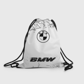 Рюкзак-мешок 3D с принтом BMW speed шины на светлом: символ, надпись в Санкт-Петербурге, 100% полиэстер | плотность ткани — 200 г/м2, размер — 35 х 45 см; лямки — толстые шнурки, застежка на шнуровке, без карманов и подкладки | 