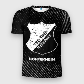 Мужская футболка 3D Slim с принтом Hoffenheim с потертостями на темном фоне в городе Новоалтайск, 100% полиэстер с улучшенными характеристиками | приталенный силуэт, круглая горловина, широкие плечи, сужается к линии бедра | 