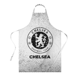 Фартук 3D с принтом Chelsea с потертостями на светлом фоне в городе Новоалтайск, 100% полиэстер | общий размер — 65 х 85 см, ширина нагрудника — 26 см, горловина — 53 см, длина завязок — 54 см, общий обхват в поясе — 173 см. Принт на завязках и на горловине наносится с двух сторон, на основной части фартука — только с внешней стороны | 