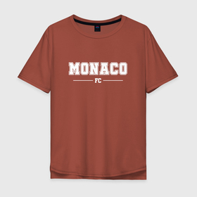 Мужская футболка хлопок Oversize с принтом Monaco football club классика в Новосибирске, 100% хлопок | свободный крой, круглый ворот, “спинка” длиннее передней части | 