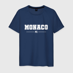 Мужская футболка хлопок с принтом Monaco football club классика в Новосибирске, 100% хлопок | прямой крой, круглый вырез горловины, длина до линии бедер, слегка спущенное плечо. | Тематика изображения на принте: 