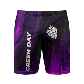 Мужские шорты спортивные с принтом Green Day violet plasma в Тюмени,  |  | 