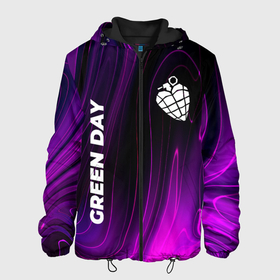 Мужская куртка 3D с принтом Green Day violet plasma в Белгороде, ткань верха — 100% полиэстер, подклад — флис | прямой крой, подол и капюшон оформлены резинкой с фиксаторами, два кармана без застежек по бокам, один большой потайной карман на груди. Карман на груди застегивается на липучку | 
