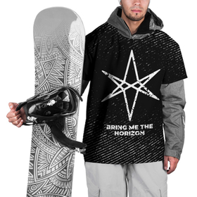 Накидка на куртку 3D с принтом Bring Me the Horizon с потертостями на темном фоне в Белгороде, 100% полиэстер |  | 