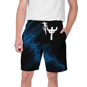 Мужские шорты 3D с принтом Judas Priest звуковая волна в Санкт-Петербурге,  полиэстер 100% | прямой крой, два кармана без застежек по бокам. Мягкая трикотажная резинка на поясе, внутри которой широкие завязки. Длина чуть выше колен | 
