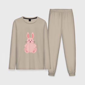 Мужская пижама хлопок (с лонгсливом) с принтом Розовый зайчонок в Петрозаводске,  |  | 