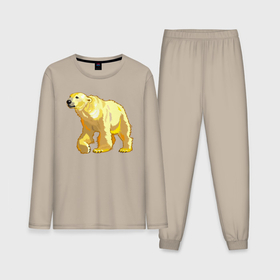 Мужская пижама хлопок (с лонгсливом) с принтом Белый медведь в Петрозаводске,  |  | 