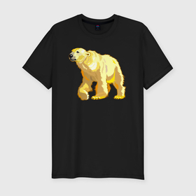 Мужская футболка хлопок Slim с принтом Белый медведь в Петрозаводске, 92% хлопок, 8% лайкра | приталенный силуэт, круглый вырез ворота, длина до линии бедра, короткий рукав | 