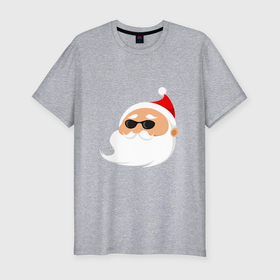 Мужская футболка хлопок Slim с принтом Дед Мороз в солнечных очках в Петрозаводске, 92% хлопок, 8% лайкра | приталенный силуэт, круглый вырез ворота, длина до линии бедра, короткий рукав | 