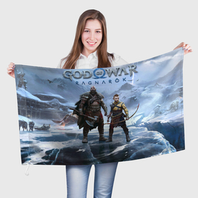 Флаг 3D с принтом Грядет Рагнарек GoW Ragnarok в Екатеринбурге, 100% полиэстер | плотность ткани — 95 г/м2, размер — 67 х 109 см. Принт наносится с одной стороны | 