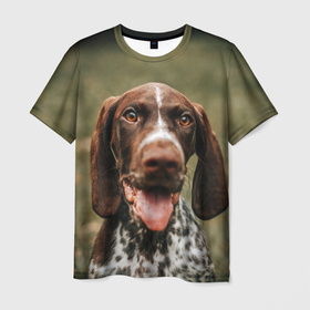 Мужская футболка 3D с принтом Милый пёс в Екатеринбурге, 100% полиэфир | прямой крой, круглый вырез горловины, длина до линии бедер | 