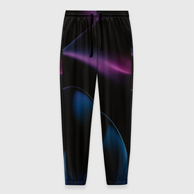 Мужские брюки 3D с принтом Абстрактные фиолетовые волны в Курске, 100% полиэстер | манжеты по низу, эластичный пояс регулируется шнурком, по бокам два кармана без застежек, внутренняя часть кармана из мелкой сетки | Тематика изображения на принте: 