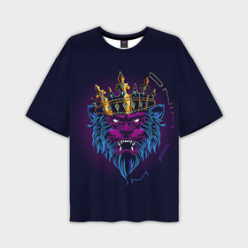 Мужская футболка OVERSIZE 3D с принтом Король лев im a king в неоне в Курске,  |  | 
