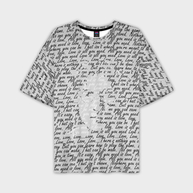 Мужская футболка OVERSIZE 3D с принтом Джон Леннон, портрет и слова песни в Новосибирске,  |  | 