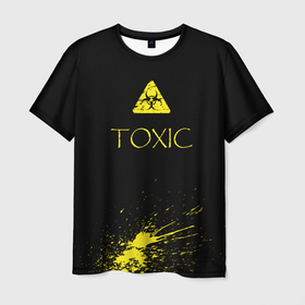 Мужская футболка 3D с принтом TOXIC   Биологическая опасность в Новосибирске, 100% полиэфир | прямой крой, круглый вырез горловины, длина до линии бедер | 