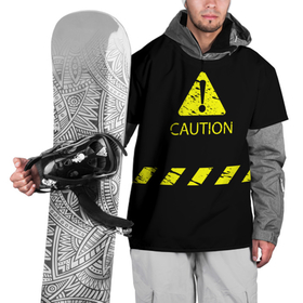 Накидка на куртку 3D с принтом CAUTION   Осторожно опасность в Тюмени, 100% полиэстер |  | 