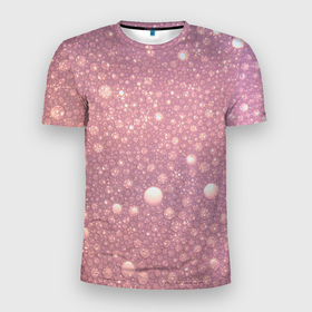 Мужская футболка 3D Slim с принтом Pink bubbles в Курске, 100% полиэстер с улучшенными характеристиками | приталенный силуэт, круглая горловина, широкие плечи, сужается к линии бедра | 