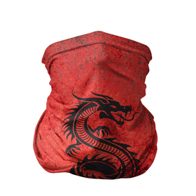 Бандана-труба 3D с принтом Черный дракон на красной стене в Санкт-Петербурге, 100% полиэстер, ткань с особыми свойствами — Activecool | плотность 150‒180 г/м2; хорошо тянется, но сохраняет форму | 
