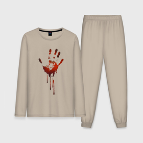 Мужская пижама хлопок (с лонгсливом) с принтом Кровавый след руки в Петрозаводске,  |  | 