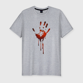 Мужская футболка хлопок Slim с принтом Кровавый след руки в Новосибирске, 92% хлопок, 8% лайкра | приталенный силуэт, круглый вырез ворота, длина до линии бедра, короткий рукав | Тематика изображения на принте: 