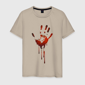 Мужская футболка хлопок с принтом Кровавый след руки в Курске, 100% хлопок | прямой крой, круглый вырез горловины, длина до линии бедер, слегка спущенное плечо. | Тематика изображения на принте: 