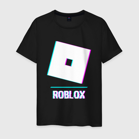 Мужская футболка хлопок с принтом Roblox в стиле glitch и баги графики в Курске, 100% хлопок | прямой крой, круглый вырез горловины, длина до линии бедер, слегка спущенное плечо. | Тематика изображения на принте: 