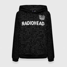 Женская толстовка 3D с принтом Radiohead glitch на темном фоне: символ сверху в городе Новоалтайск, 100% полиэстер  | двухслойный капюшон со шнурком для регулировки, мягкие манжеты на рукавах и по низу толстовки, спереди карман-кенгуру с мягким внутренним слоем. | 