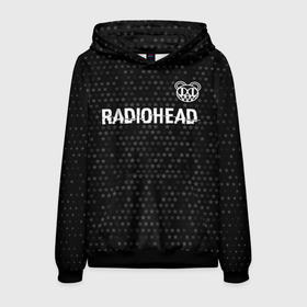 Мужская толстовка 3D с принтом Radiohead glitch на темном фоне: символ сверху в Новосибирске, 100% полиэстер | двухслойный капюшон со шнурком для регулировки, мягкие манжеты на рукавах и по низу толстовки, спереди карман-кенгуру с мягким внутренним слоем. | 