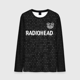 Мужской лонгслив 3D с принтом Radiohead glitch на темном фоне: символ сверху в Белгороде, 100% полиэстер | длинные рукава, круглый вырез горловины, полуприлегающий силуэт | 