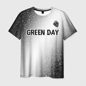 Мужская футболка 3D с принтом Green Day glitch на светлом фоне: символ сверху в Екатеринбурге, 100% полиэфир | прямой крой, круглый вырез горловины, длина до линии бедер | 