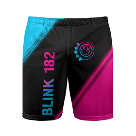 Мужские шорты спортивные с принтом Blink 182   neon gradient: надпись, символ ,  |  | 