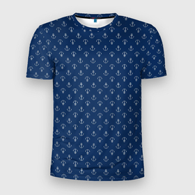 Мужская футболка 3D Slim с принтом Текстура якоря в Новосибирске, 100% полиэстер с улучшенными характеристиками | приталенный силуэт, круглая горловина, широкие плечи, сужается к линии бедра | Тематика изображения на принте: 