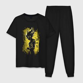 Мужская пижама хлопок с принтом Goku Son   Dragon Ball   Character в Екатеринбурге, 100% хлопок | брюки и футболка прямого кроя, без карманов, на брюках мягкая резинка на поясе и по низу штанин
 | 