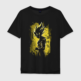 Мужская футболка хлопок Oversize с принтом Goku Son   Dragon Ball   Character в Екатеринбурге, 100% хлопок | свободный крой, круглый ворот, “спинка” длиннее передней части | Тематика изображения на принте: 