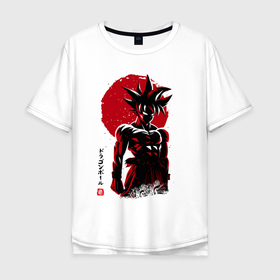 Мужская футболка хлопок Oversize с принтом Goku Son   Dragon Ball   Japan style в Белгороде, 100% хлопок | свободный крой, круглый ворот, “спинка” длиннее передней части | 
