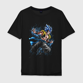 Мужская футболка хлопок Oversize с принтом Goku Son   Dragon Ball   neon , 100% хлопок | свободный крой, круглый ворот, “спинка” длиннее передней части | 