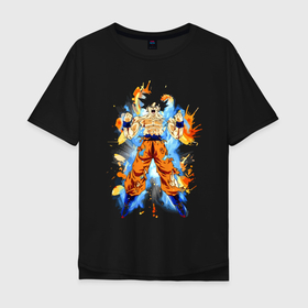 Мужская футболка хлопок Oversize с принтом Dragon Ball   Goku в Белгороде, 100% хлопок | свободный крой, круглый ворот, “спинка” длиннее передней части | 