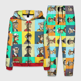 Мужской костюм 3D с принтом NFT  обезьяны BAYC в Тюмени, 100% полиэстер | Манжеты и пояс оформлены тканевой резинкой, двухслойный капюшон со шнурком для регулировки, карманы спереди | 