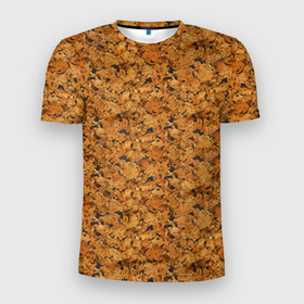Мужская футболка 3D Slim с принтом Пробковое дерево   текстура в Белгороде, 100% полиэстер с улучшенными характеристиками | приталенный силуэт, круглая горловина, широкие плечи, сужается к линии бедра | 