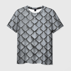 Мужская футболка 3D с принтом Металлическая черепица   текстура , 100% полиэфир | прямой крой, круглый вырез горловины, длина до линии бедер | Тематика изображения на принте: 
