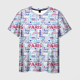 Мужская футболка 3D с принтом Парижская бумага с надписями   текстура в Тюмени, 100% полиэфир | прямой крой, круглый вырез горловины, длина до линии бедер | 