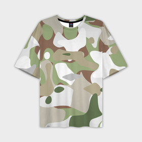 Мужская футболка OVERSIZE 3D с принтом Камуфляж зимний лес крупный в Курске,  |  | 