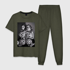 Мужская пижама хлопок с принтом Криповые детки хэллоуин , 100% хлопок | брюки и футболка прямого кроя, без карманов, на брюках мягкая резинка на поясе и по низу штанин
 | 