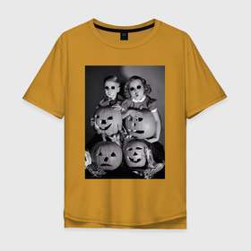 Мужская футболка хлопок Oversize с принтом Криповые детки хэллоуин в Кировске, 100% хлопок | свободный крой, круглый ворот, “спинка” длиннее передней части | 