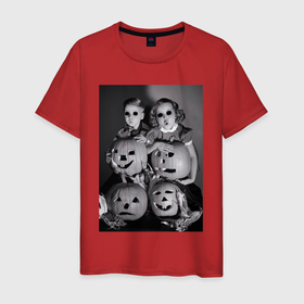 Мужская футболка хлопок с принтом Криповые детки хэллоуин в Петрозаводске, 100% хлопок | прямой крой, круглый вырез горловины, длина до линии бедер, слегка спущенное плечо. | 