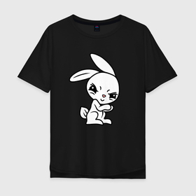 Мужская футболка хлопок Oversize с принтом Злобный кролик в Кировске, 100% хлопок | свободный крой, круглый ворот, “спинка” длиннее передней части | 