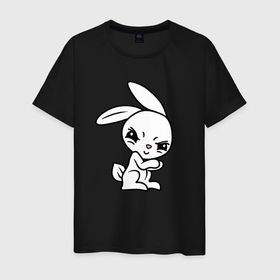 Мужская футболка хлопок с принтом Злобный кролик в Петрозаводске, 100% хлопок | прямой крой, круглый вырез горловины, длина до линии бедер, слегка спущенное плечо. | 