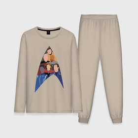 Мужская пижама хлопок (с лонгсливом) с принтом Звездный путь   все капитаны ,  |  | Тематика изображения на принте: 