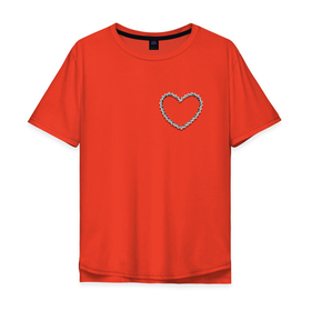 Мужская футболка хлопок Oversize с принтом Heart of the chain в Тюмени, 100% хлопок | свободный крой, круглый ворот, “спинка” длиннее передней части | Тематика изображения на принте: 